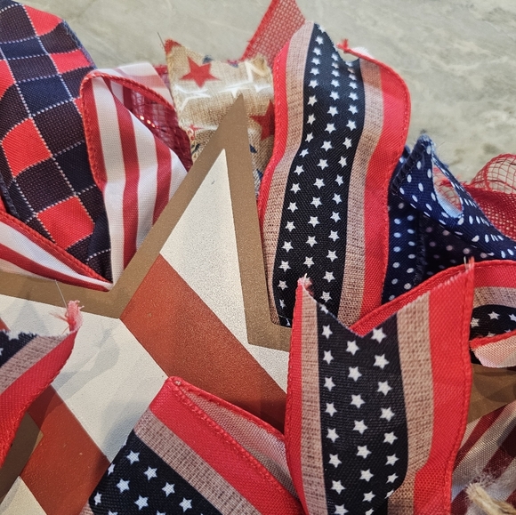 New! Patriotic 15 Inch Star Bows Hanging Sign Fourth of July Decor Wreath Gift - Picture 5 of 7